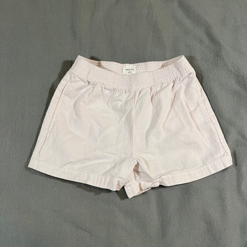 Wilfred Free Aritzia Womens XS Linen Blend Lilac Pink Shorts Elastic Waist‎